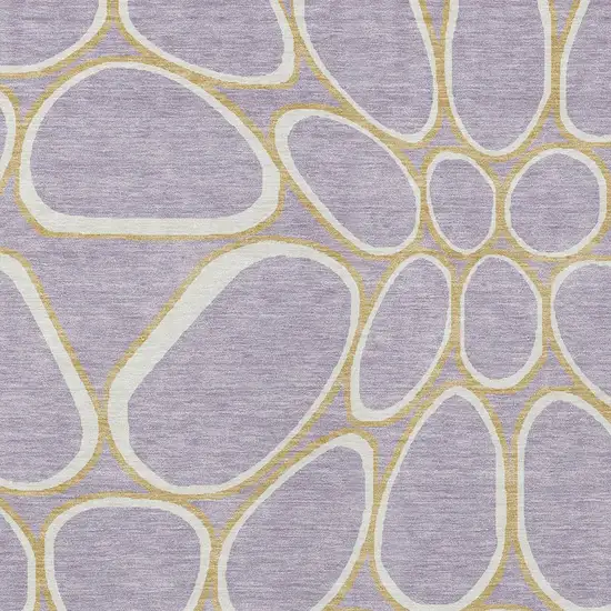 Lavender Ivory And Gold Abstract Washable Indoor Outdoor Area Rug Photo 6