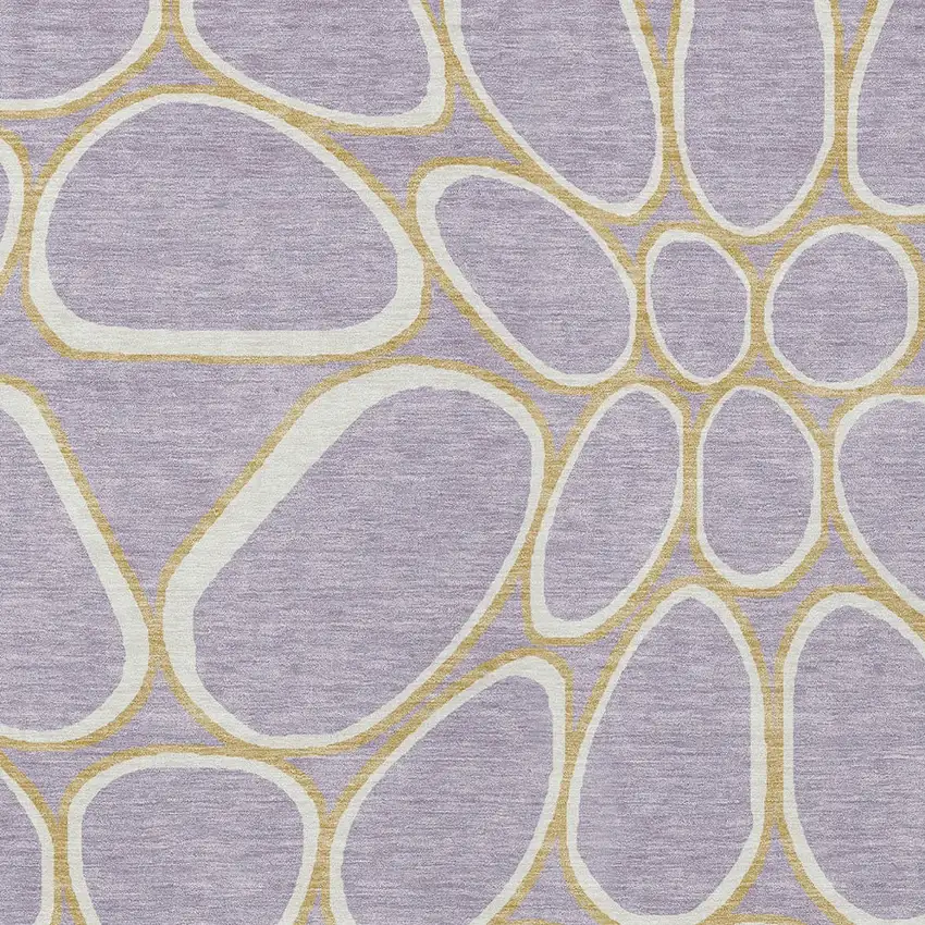Lavender Ivory And Gold Abstract Washable Indoor Outdoor Area Rug Photo 6