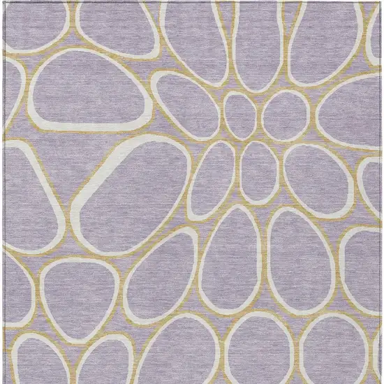 Lavender Ivory And Gold Abstract Washable Indoor Outdoor Area Rug Photo 8