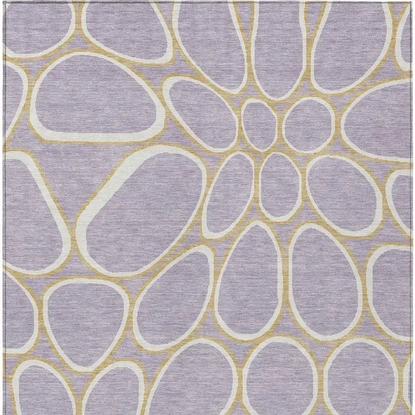 Lavender Ivory And Gold Abstract Washable Indoor Outdoor Area Rug Photo 8