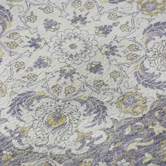 Lavender Ivory And Gold Medallion Washable Area Rug With UV Protection Photo 9