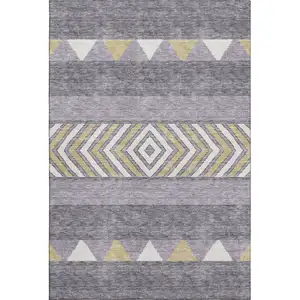 Photo of Lavender Ivory And Gold Southwestern Washable Area Rug With UV Protection