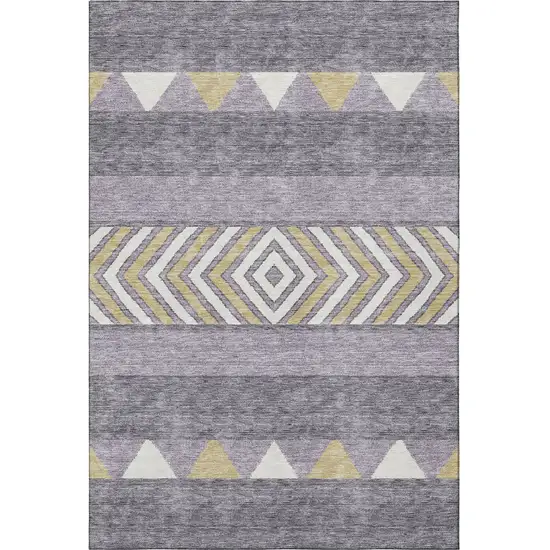 Lavender Ivory And Gold Southwestern Washable Area Rug With UV Protection Photo 3