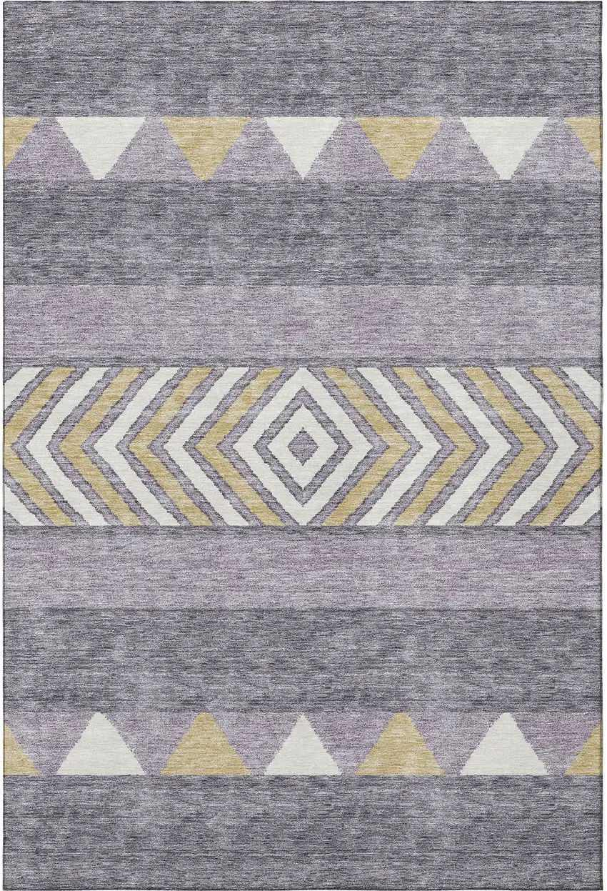Lavender Ivory And Gold Southwestern Washable Area Rug With UV Protection Photo 3