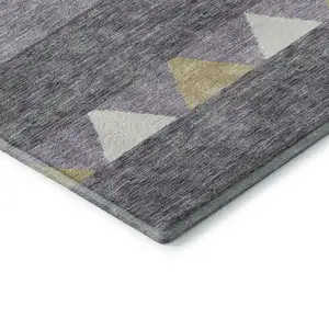 Photo of Lavender Ivory And Gold Southwestern Washable Area Rug With UV Protection