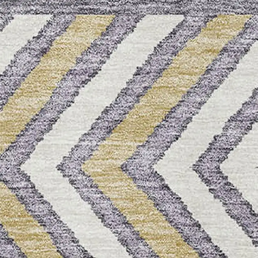 Lavender Ivory And Gold Southwestern Washable Area Rug With UV Protection Photo 2