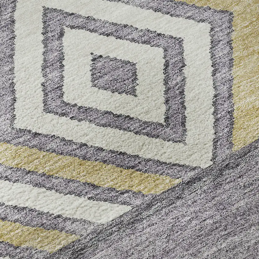 Lavender Ivory And Gold Southwestern Washable Area Rug With UV Protection Photo 9