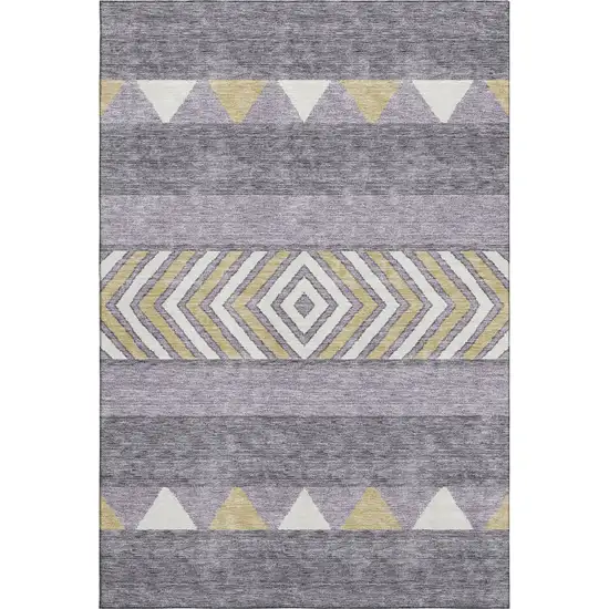 Lavender Ivory And Gold Southwestern Washable Area Rug With UV Protection Photo 1