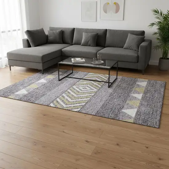 Lavender Ivory And Gold Southwestern Washable Area Rug With UV Protection Photo 2