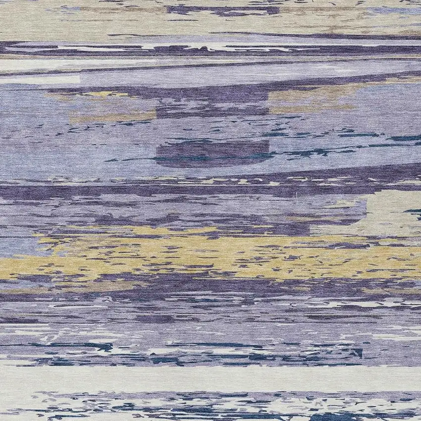 Lavender Ivory And Gold Striped Washable Indoor Outdoor Area Rug Photo 7