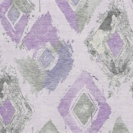 Lavender Ivory And Gray Abstract Geometric Washable Area Rug With UV Protection Photo 2