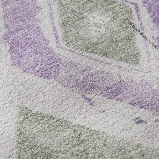 Lavender Ivory And Gray Abstract Geometric Washable Area Rug With UV Protection Photo 9