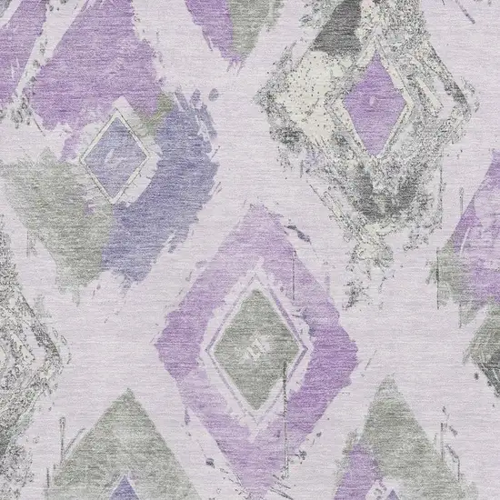Lavender Ivory And Gray Abstract Geometric Washable Area Rug With UV Protection Photo 2
