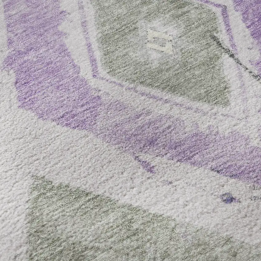 Lavender Ivory And Gray Abstract Geometric Washable Area Rug With UV Protection Photo 9