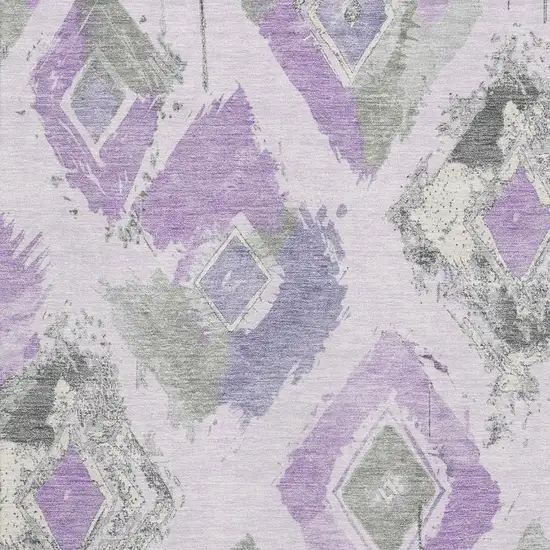 Lavender Ivory And Gray Abstract Geometric Washable Area Rug With UV Protection Photo 2