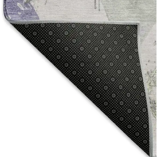 Lavender Ivory And Gray Abstract Geometric Washable Area Rug With UV Protection Photo 6