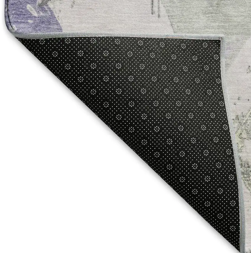 Lavender Ivory And Gray Abstract Geometric Washable Area Rug With UV Protection Photo 5