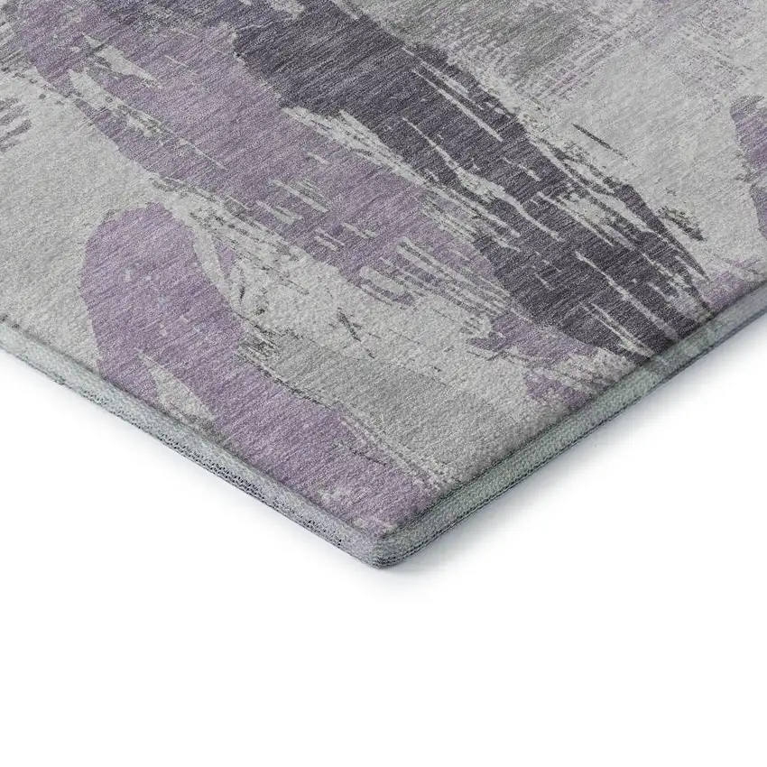 Lavender Ivory And Gray Abstract Washable Area Rug With UV Protection Photo 7