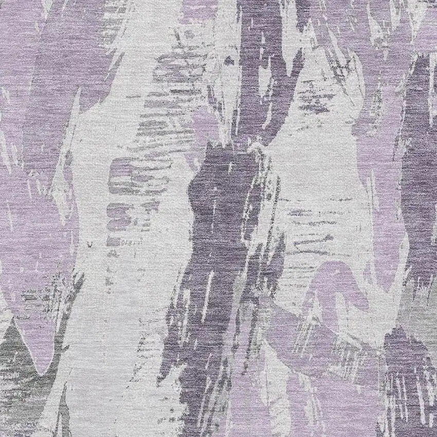 Lavender Ivory And Gray Abstract Washable Area Rug With UV Protection Photo 2