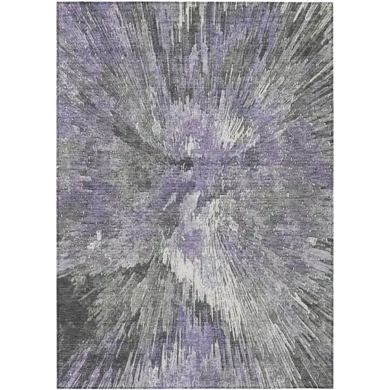 Lavender Ivory And Gray Abstract Washable Indoor Outdoor Area Rug Photo 2