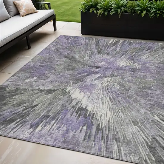 Lavender Ivory And Gray Abstract Washable Indoor Outdoor Area Rug Photo 1