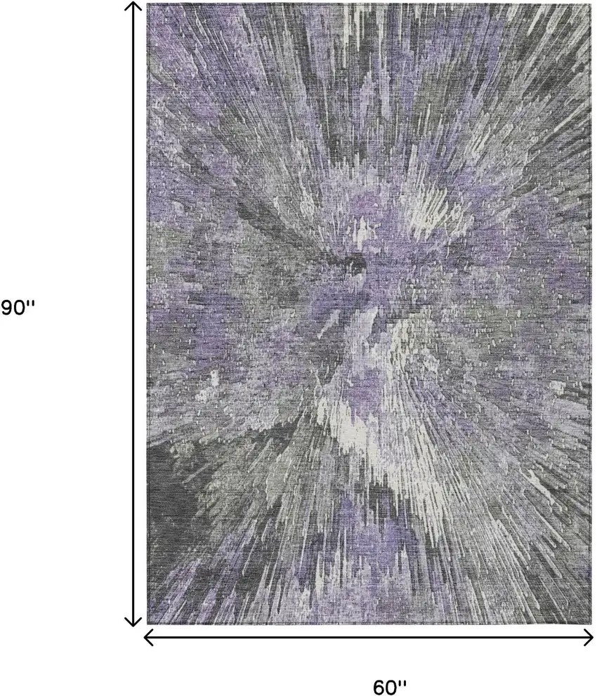 Lavender Ivory And Gray Abstract Washable Indoor Outdoor Area Rug Photo 3