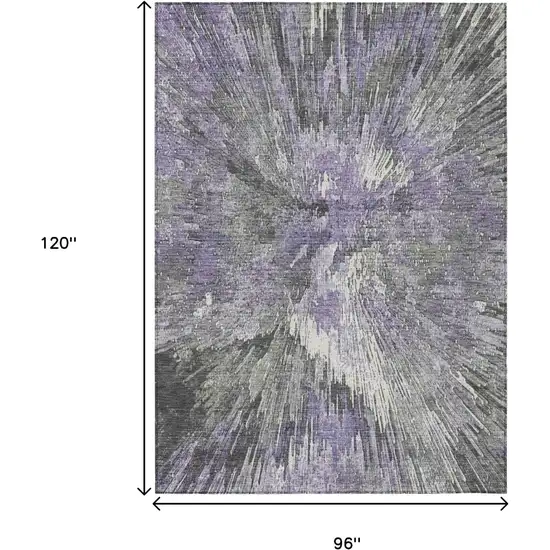 Lavender Ivory And Gray Abstract Washable Indoor Outdoor Area Rug Photo 3