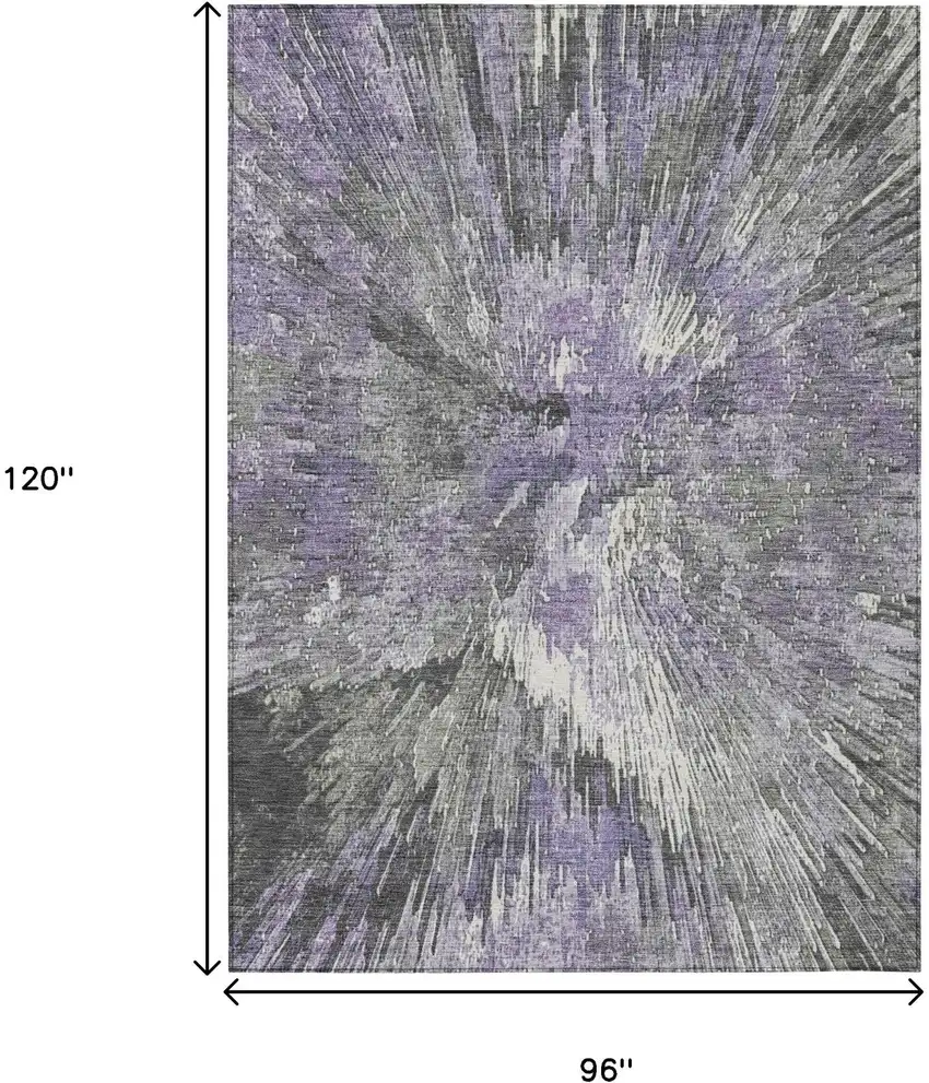 Lavender Ivory And Gray Abstract Washable Indoor Outdoor Area Rug Photo 3
