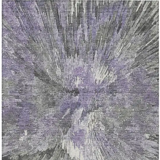 Lavender Ivory And Gray Abstract Washable Indoor Outdoor Area Rug Photo 7