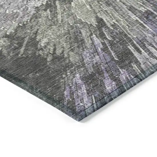 Lavender Ivory And Gray Abstract Washable Indoor Outdoor Area Rug Photo 6