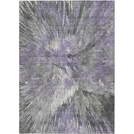 Lavender Ivory And Gray Abstract Washable Indoor Outdoor Area Rug Photo 4