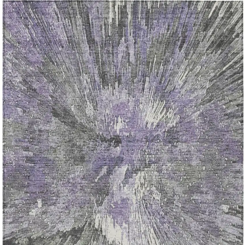Lavender Ivory And Gray Abstract Washable Indoor Outdoor Area Rug Photo 7