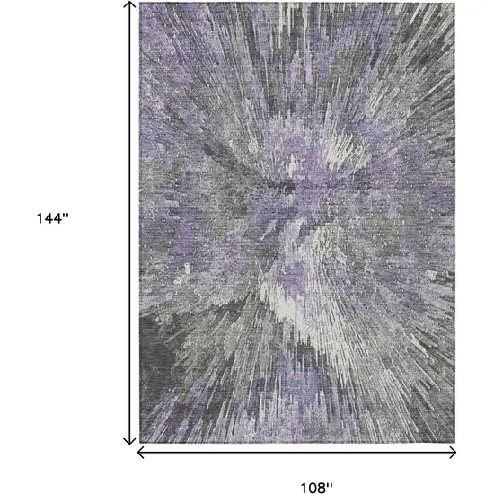 Lavender Ivory And Gray Abstract Washable Indoor Outdoor Area Rug Photo 3