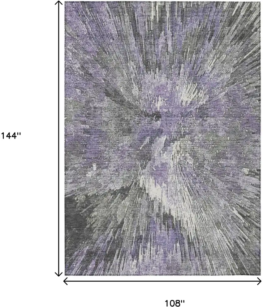 Lavender Ivory And Gray Abstract Washable Indoor Outdoor Area Rug Photo 3