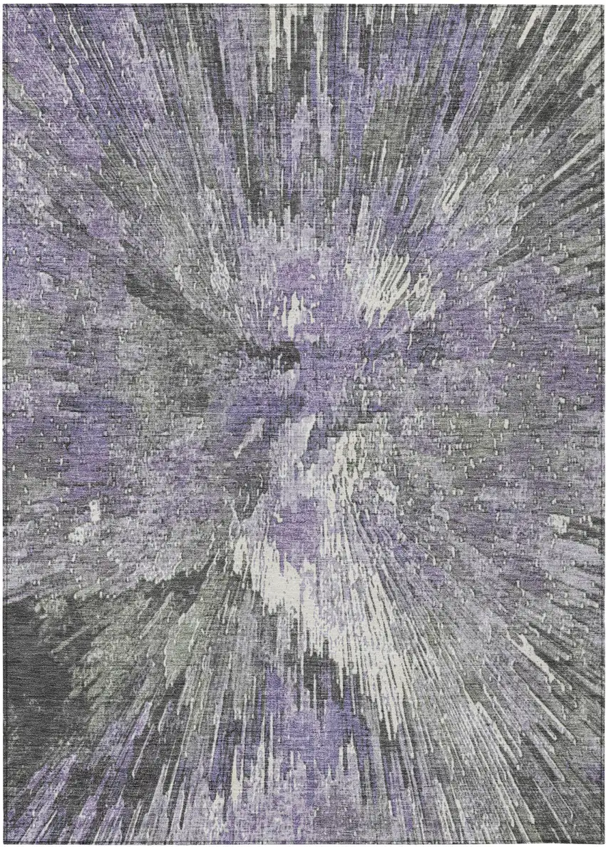 Lavender Ivory And Gray Abstract Washable Indoor Outdoor Area Rug Photo 2