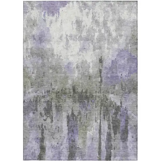 Lavender Ivory And Gray Abstract Washable Indoor Outdoor Area Rug Photo 5