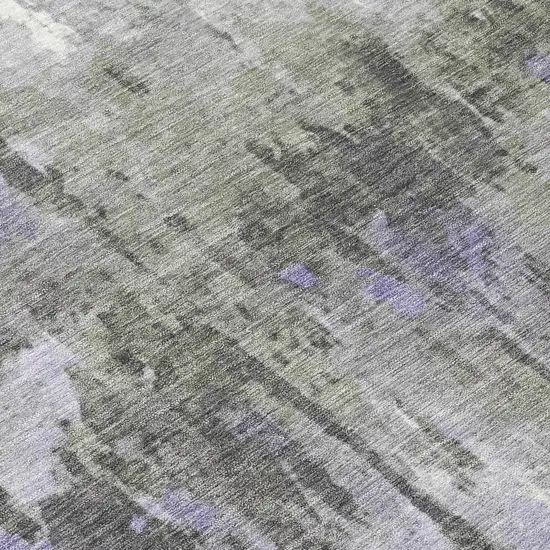 Lavender Ivory And Gray Abstract Washable Indoor Outdoor Area Rug Photo 9