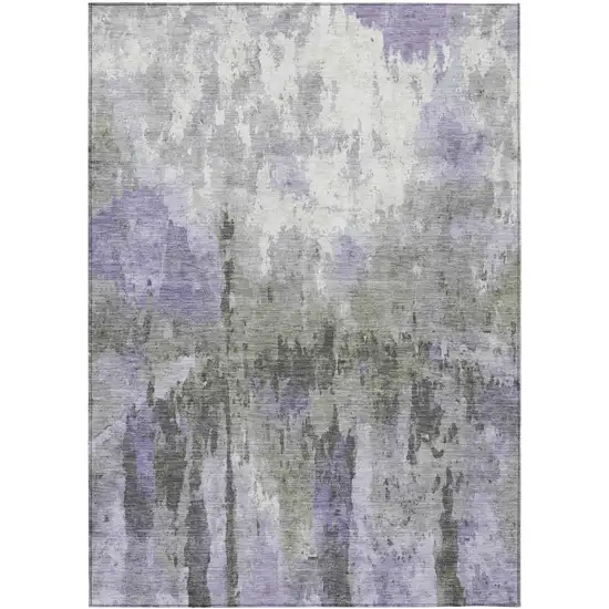 Lavender Ivory And Gray Abstract Washable Indoor Outdoor Area Rug Photo 2