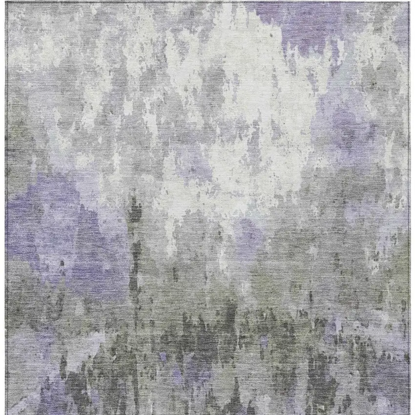 Lavender Ivory And Gray Abstract Washable Indoor Outdoor Area Rug Photo 6