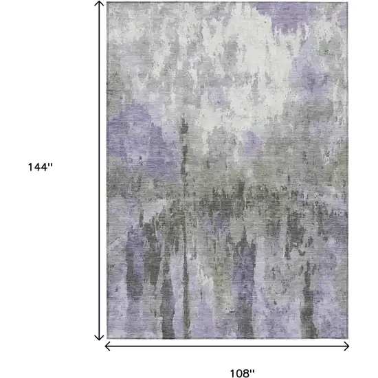Lavender Ivory And Gray Abstract Washable Indoor Outdoor Area Rug Photo 3