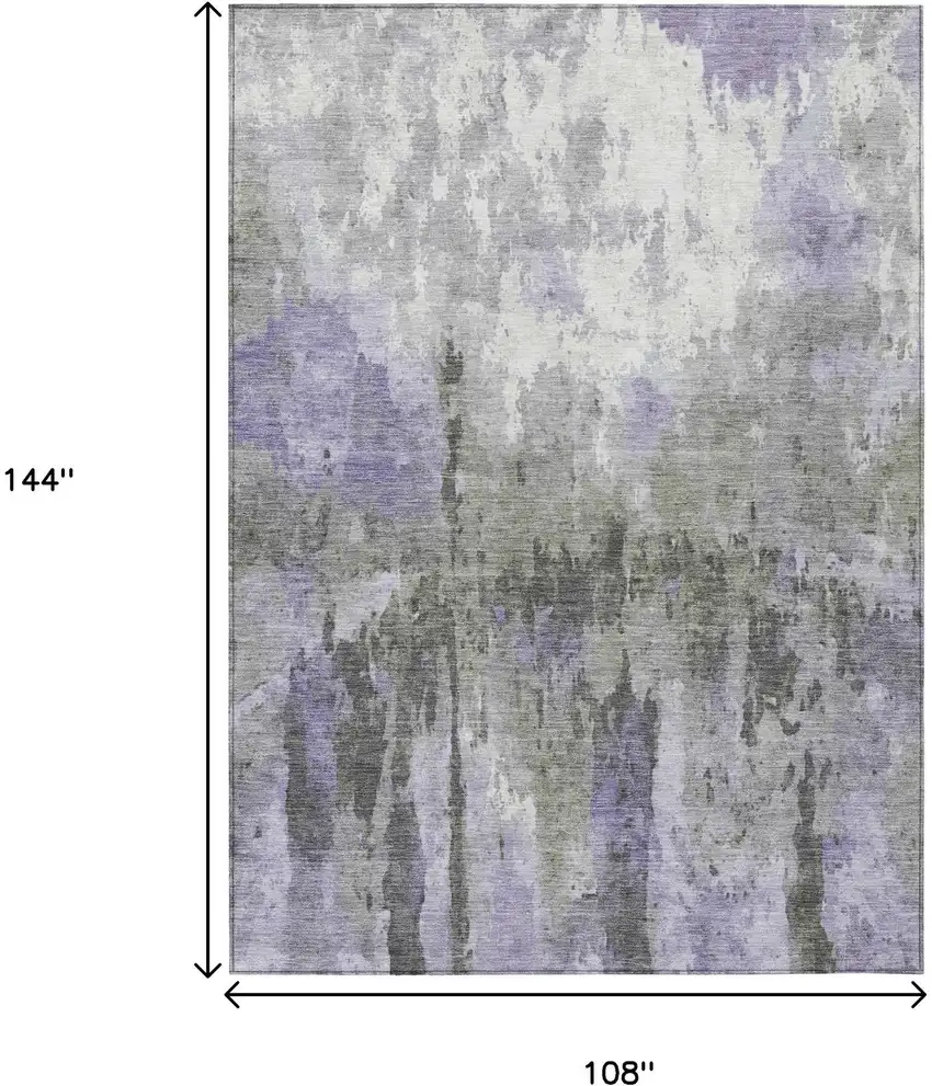 Lavender Ivory And Gray Abstract Washable Indoor Outdoor Area Rug Photo 3