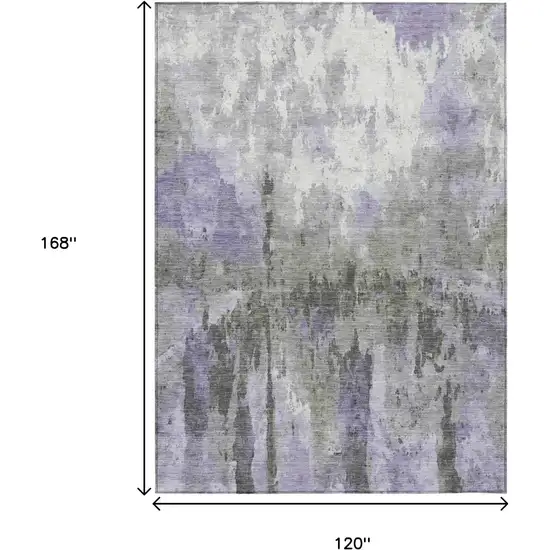 Lavender Ivory And Gray Abstract Washable Indoor Outdoor Area Rug Photo 3