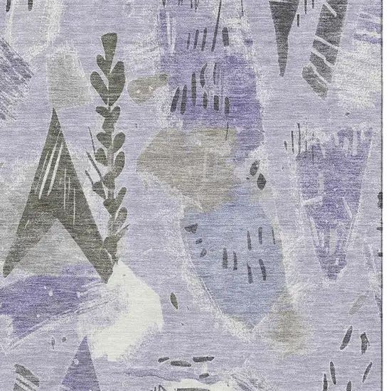 Lavender Ivory And Gray Geometric Washable Area Rug With UV Protection Photo 3