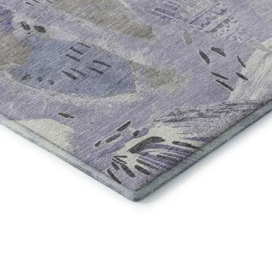 Lavender Ivory And Gray Geometric Washable Area Rug With UV Protection Photo 8