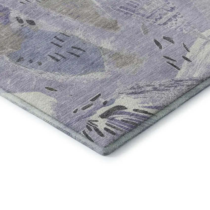 Lavender Ivory And Gray Geometric Washable Area Rug With UV Protection Photo 7