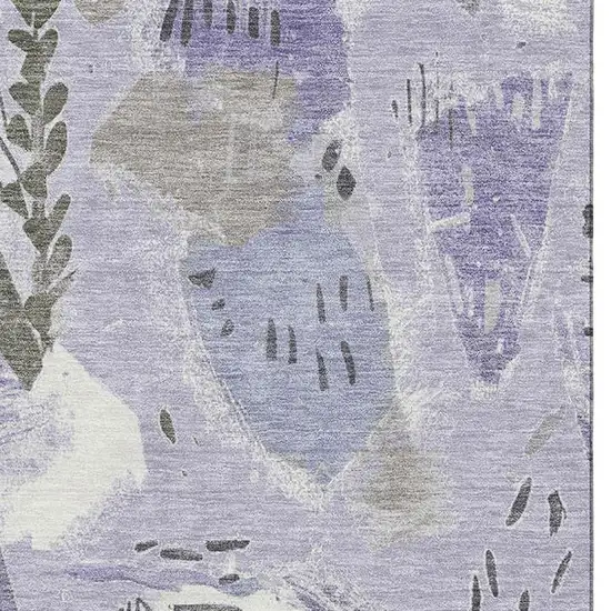 Lavender Ivory And Gray Geometric Washable Area Rug With UV Protection Photo 2