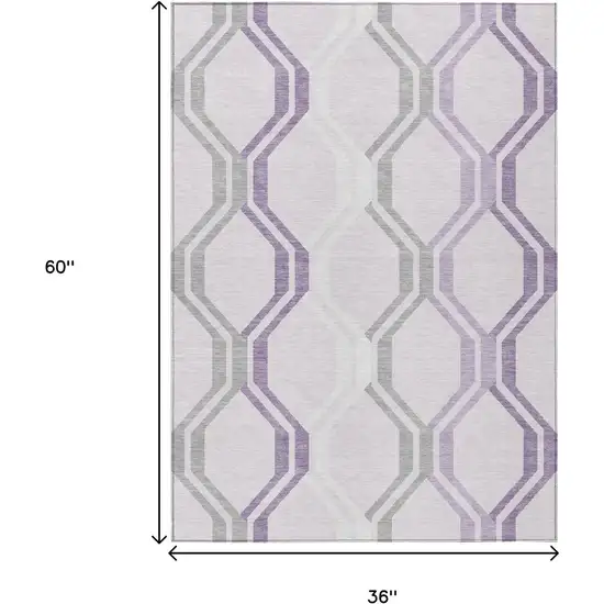 Lavender Ivory And Gray Geometric Washable Indoor Outdoor Area Rug Photo 3