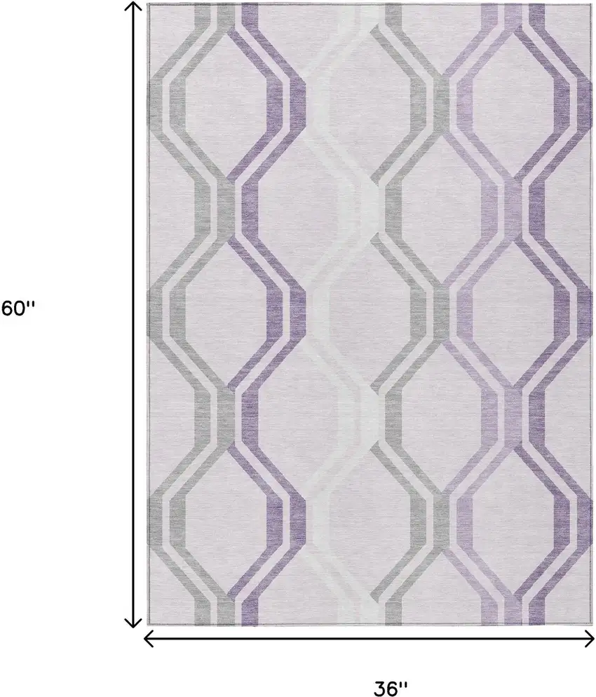 Lavender Ivory And Gray Geometric Washable Indoor Outdoor Area Rug Photo 3