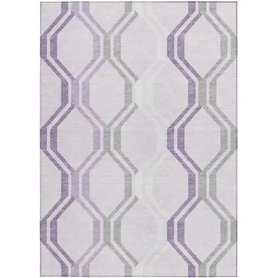 Lavender Ivory And Gray Geometric Washable Indoor Outdoor Area Rug Photo 4