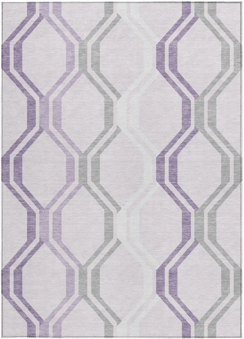 Lavender Ivory And Gray Geometric Washable Indoor Outdoor Area Rug Photo 4